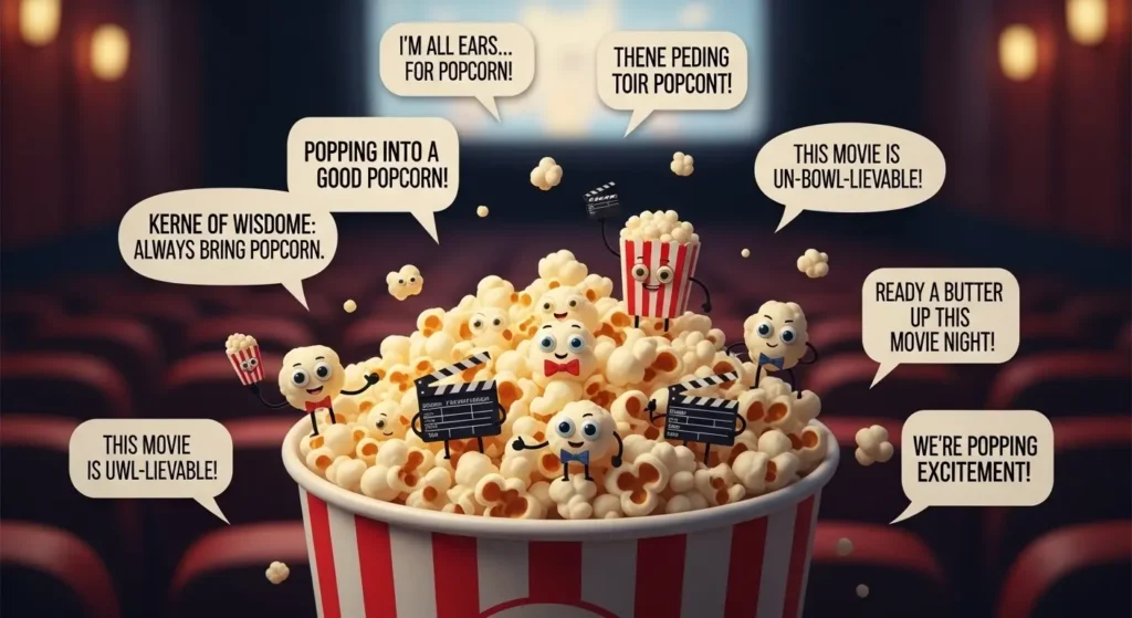 Movie Night Popcorn Puns for Captions