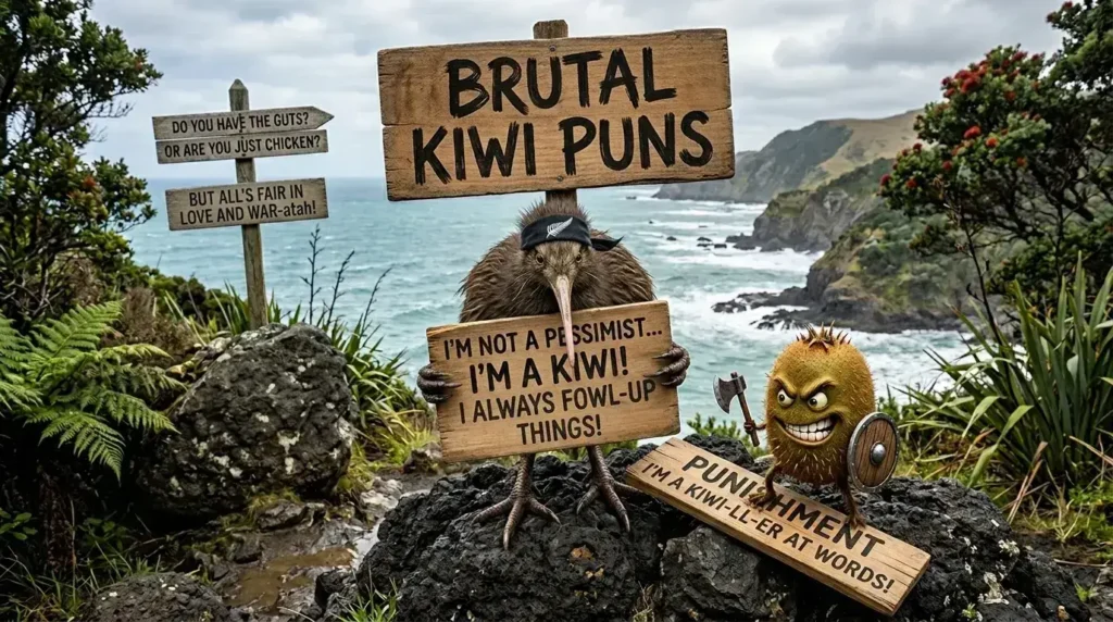 Brutal Kiwi Puns