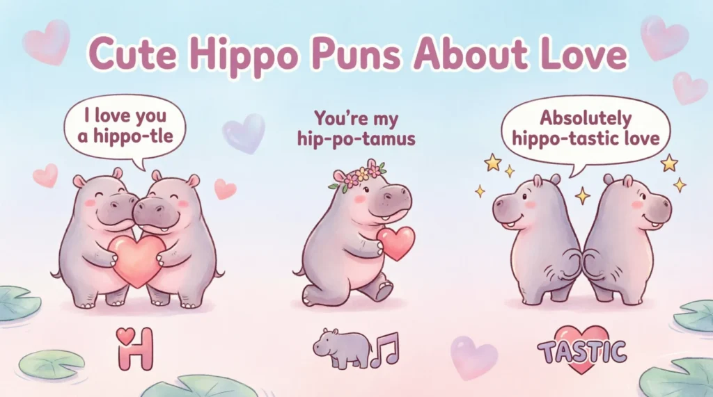 Cute Hippo Puns About Love