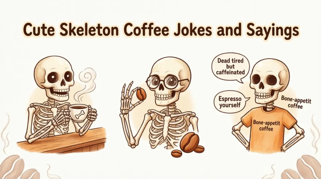 Cute Skeleton Coffee Jokes and Sayings