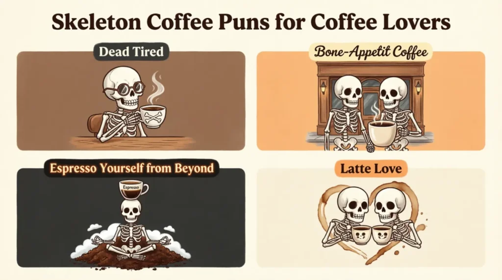 Skeleton Coffee Puns for Coffee Lovers